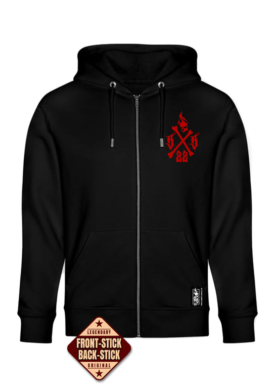Hoodie-Jacke Men BB22 Heavy - Crossed Bones B/R
