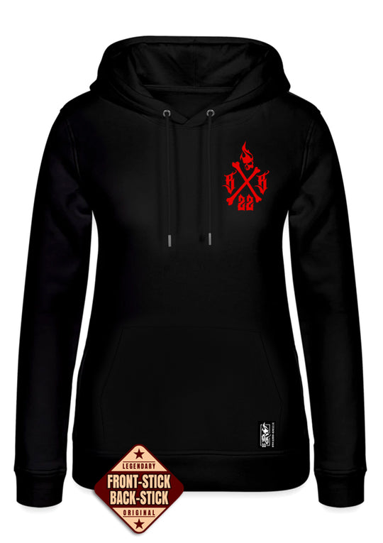 Hoodie Women BB22 Classic - Crossed Bones B/R