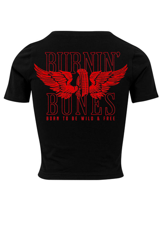 Cropped T-Shirt Women BB22 - Flying Wheel B/R