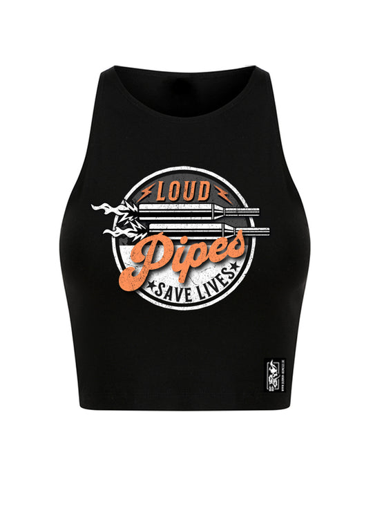Cropped Top Women BB22 - Loud Pipes B/Orange