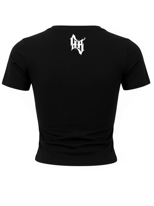 Cropped T-Shirt Women Burnin' Bones BR/W