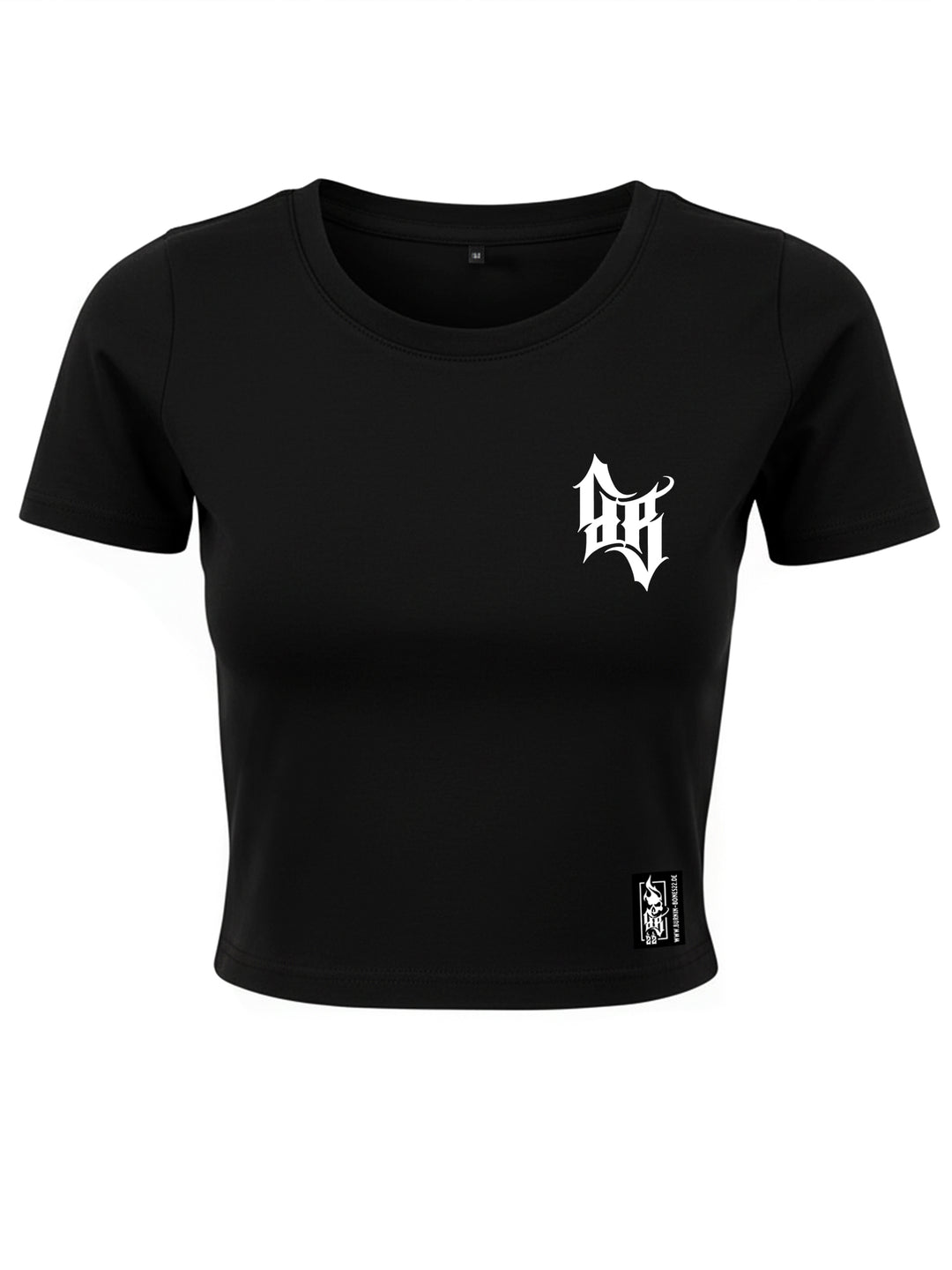 Cropped T-Shirt Women Skull Bones B/W