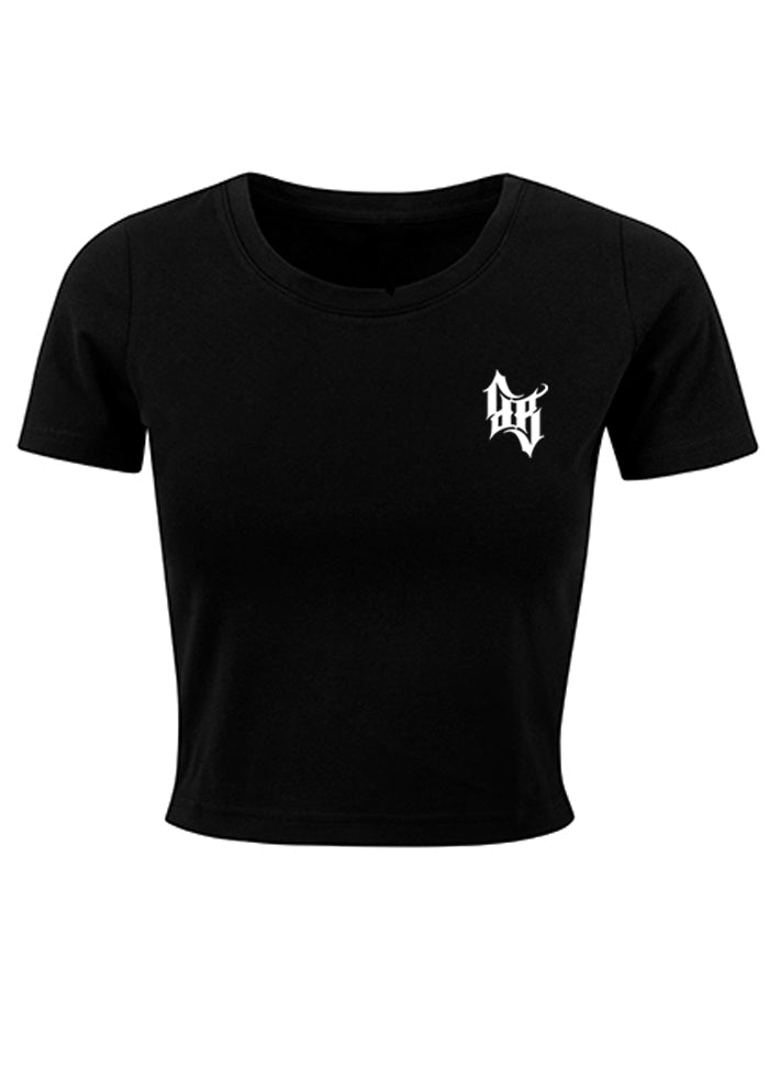 Cropped T-Shirt Women Skull Bones B/W