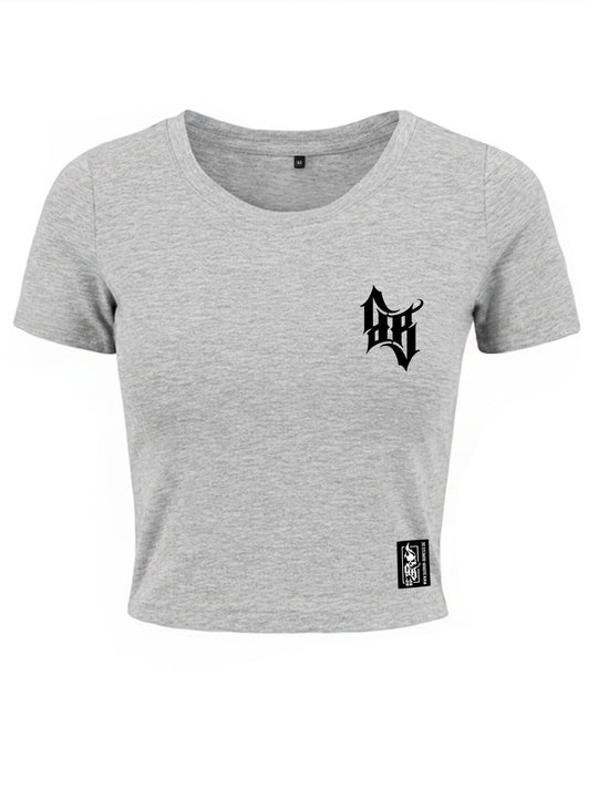 Cropped T-Shirt Women Skull Bones G/B