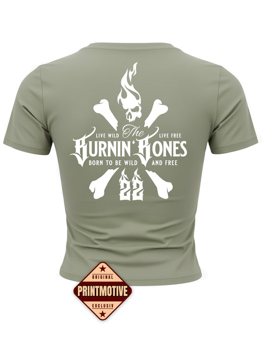 Cropped T-Shirt Women Skull Bones K/W