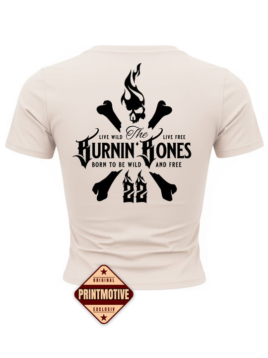Cropped T-Shirt Women Skull Bones S/B