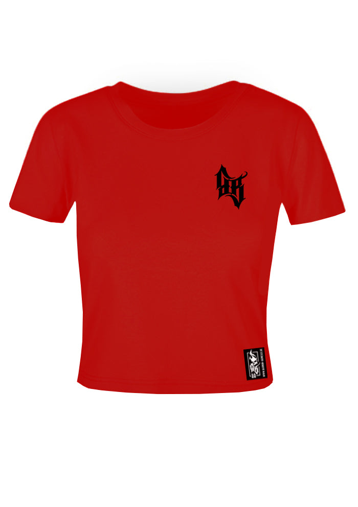 Cropped T-Shirt Women Skull Bones R/B