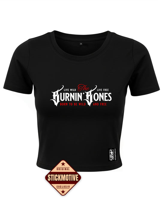Cropped T-Shirt Women Burnin' Bones BR/W