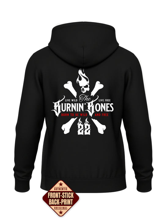 Hoodie-Jacke Women BB22 Heavy - Skull Bones B/WR