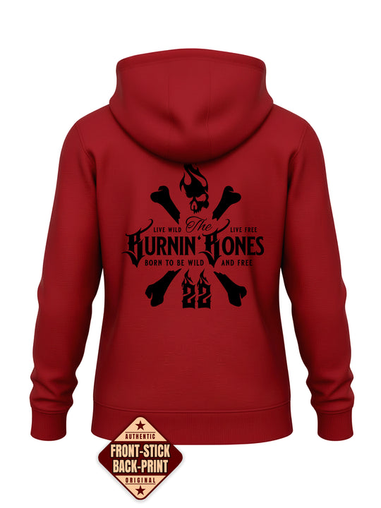Hoodie Women BB22 Classic - Skull Bones R/B